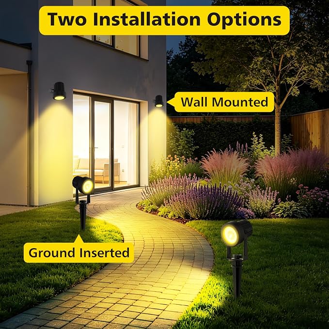 T-SUN Solar Spotlights Outdoor Waterproof, 2-in-1 Solar Landscape Spotlights LED Garden Spot Lights for Yard Tree Garden Pond Pool Area (Warm White)