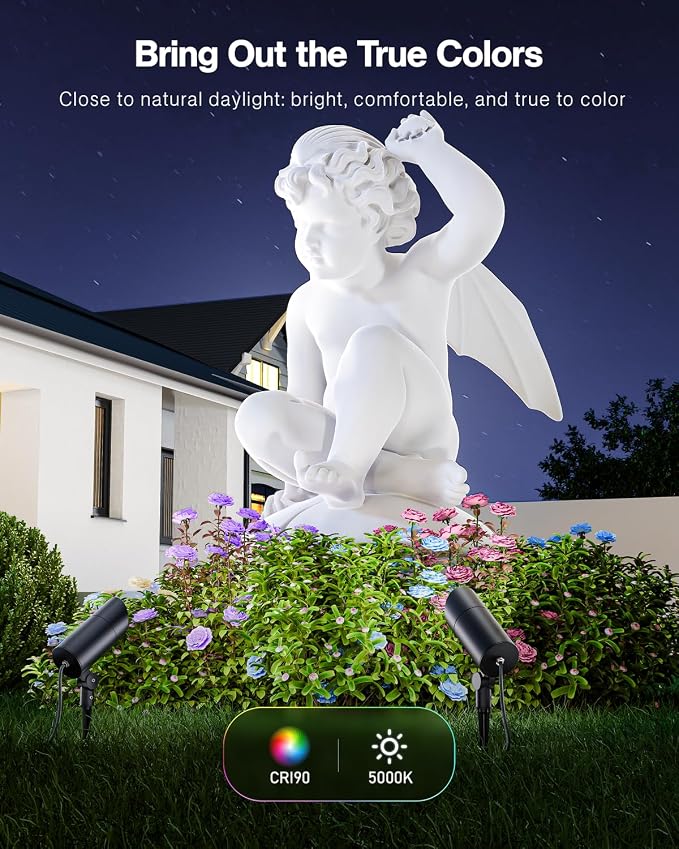 HIBOITEC 2 Pack 30W Outdoor LED Spotlight 120V 3000LM 5000K Spot Lights Waterproof Landscape Lighting for Flag Pole Tree Statue, 5.9 FT Cord with Plug