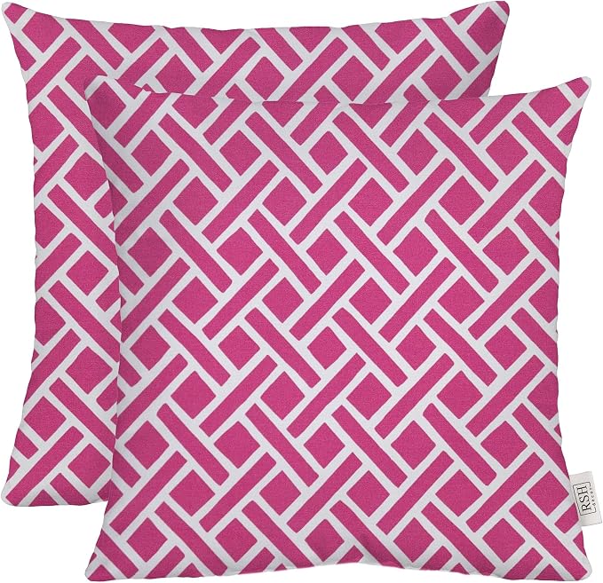RSH DECOR Square Throw Pillows Set of 2, 24" x 24", Outdoor Pillows Waterproof, Outdoor Pillow Covers, Pillow Covers for Couch, Midnight Melody Pink, Made in USA