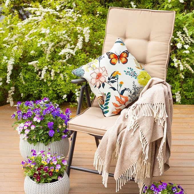 Premillow Outdoor Pillow Covers, Waterproof Pillow Covers, 18x18, Set of 4 | Decorative Waterproof Pillow Covers, Solid Linen Pillowcase,Summer Farmhouse Cushion Case for Patio Garden Balcony Couch Sofa