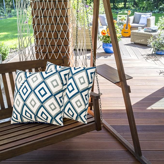JMGBird Patio Pillows Waterproof Outdoor Pillows with Inserts Included | Outdoor Pillows Set of 2 with Inserts - 18x18 Waterproof Throw Pillows