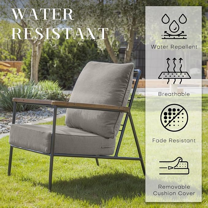 Luxury 24*24*6in Outdoor Patio Cushions, 6 Pieces Grey Outdoor Cushion | 6in Outdoor Patio Cushions, Water-Resistant, Reversible, Removable Cover, for Patio Chairs Sofa Couch Loveseat