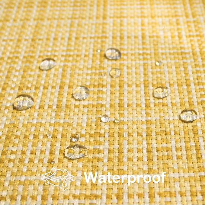 Kevin Textile Outdoor Waterproof 22x22 Inch Pillow Covers 2 Pack, Yellow | Water Resistant, Faux Linen Yarn-dyed, Woven Texture Throw Pillow Covers for Tent Patio Garden Couch Sofa