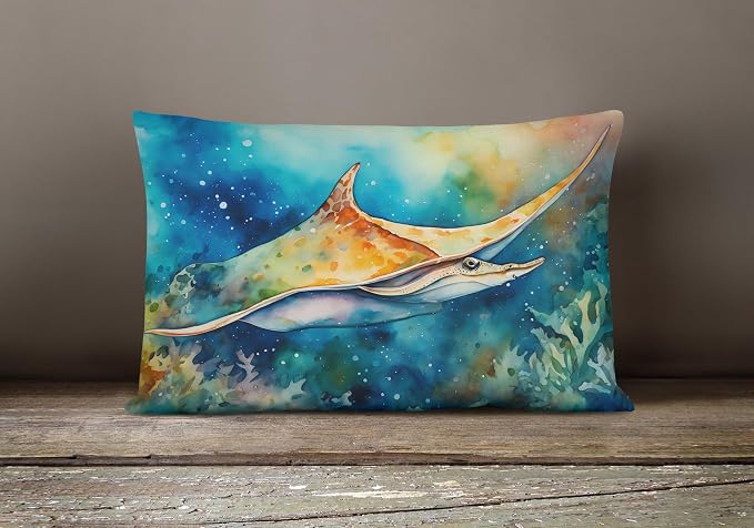 Caroline's Treasures DAC2832PW1216 Sting Ray Throw Pillow Machine Washable, Indoor Outdoor Decorative Pillow for Couch, Bed or Patio, 12HX16W