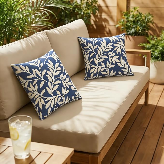 JMGBird Outdoor Patio Pillows Waterproof Pillow Covers with Insert Included | 18×18 Outdoor Throw Pillow waterproof Outdoor Pillow covers farmhouse throw pillows for outdoor furniture