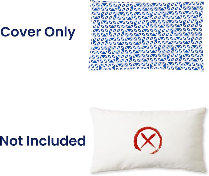 Outdoor Lumbar Pillow Covers 12x20 Inch, Pack of 2, Blue Geometric, Waterproof, Perfect for Patio Furniture, Tent, Garden, Cover ONLY
