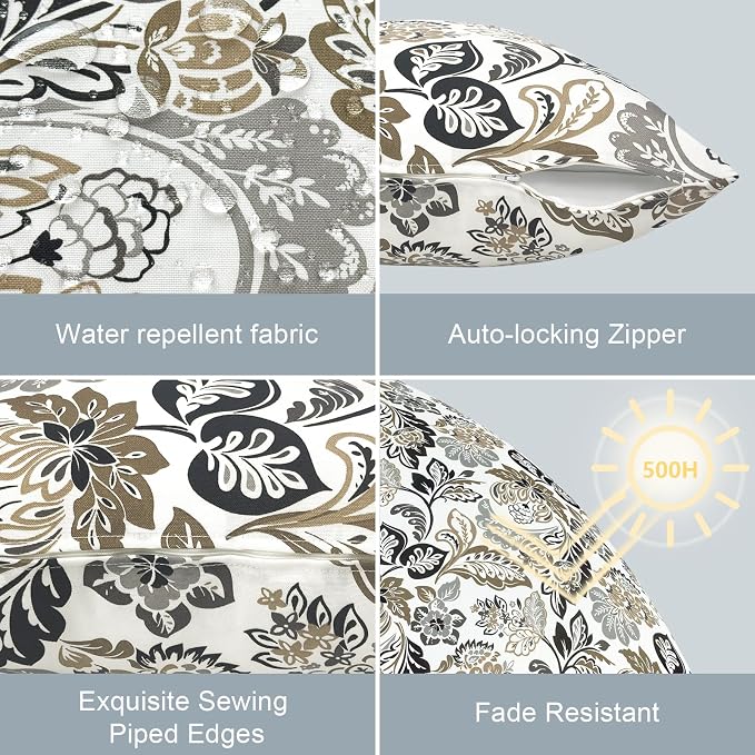 LVTXIII Outdoor Lumbar Pillow Covers Only Set of 2 Patio Decorative Pillow Cases, Water Repellent Lumbar Cushion Cases for Sofa, Patio Couch Garden Use, 12x20 Inch, Dailey Tan