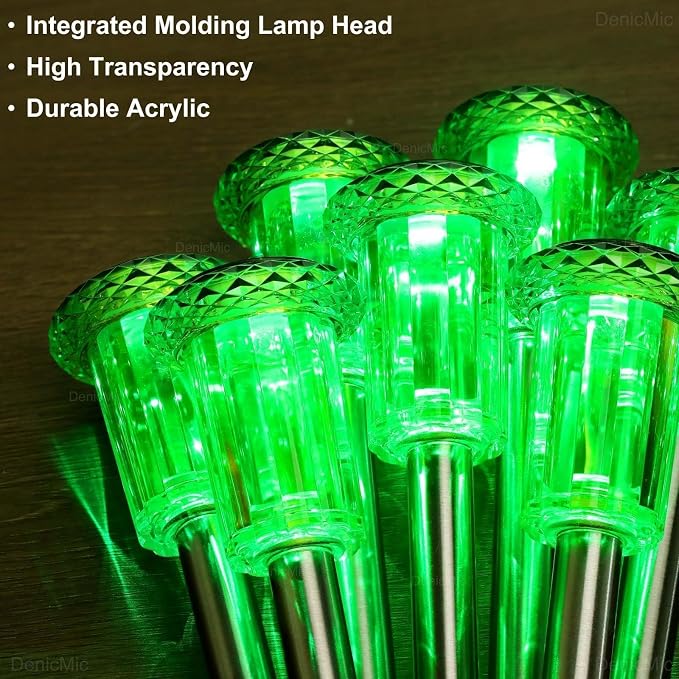 DenicMic Halloween Solar Lights Outdoor Waterproof 10 Pack Halloween Decor | Stake Lights for Yard Pathway Garden Walkway Driveway Patio Lawn, Auto On/Off Green LED Halloween Decorations Outdoor