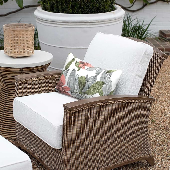 Outdoor Lumbar Pillows 12x20 inch, Rectangle Throw Pillows with Inserts, Decorative Lumbar Cushions for Patio Furniture Garden Couch Home Sofa Office Chair, Pack of 2, Clemens Noir Pink