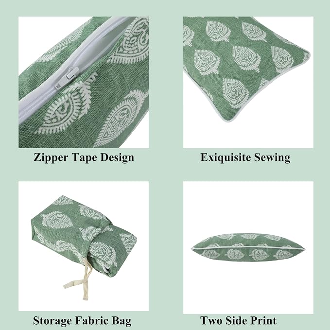 FUNHOME Outdoor Lumbar Pillow Covers 12X20 Inch, No Insert-Fair Green | Patio Lumbar Cases Pack of 2, Water-Repellent, Throw Pillowcase for Couch Garden Furniture