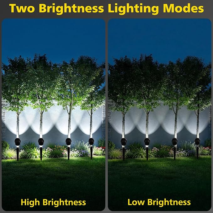 T-SUN Solar Spotlights Outdoor 4-in-1 IP65 Waterproof Solar Landscape Spotlights, Auto ON/Off Solar Lights for Garden, Yard, Driveway, Pool Area(White)