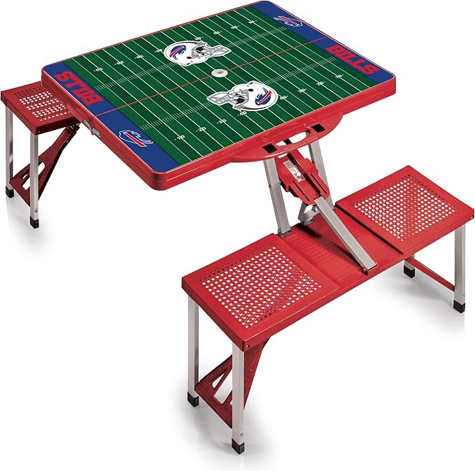 PICNIC TIME NFL Picnic Table Portable Folding Table with Seats and Umbrella