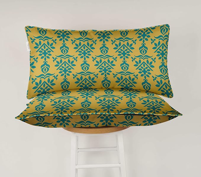 Indoor/Outdoor Polyester Fabric Lumbar Pillow Cover, All-Weather Waterproof Rectangular Cushion Case for Patio Furniture, 16 x 24 Set of 2 - Block-65