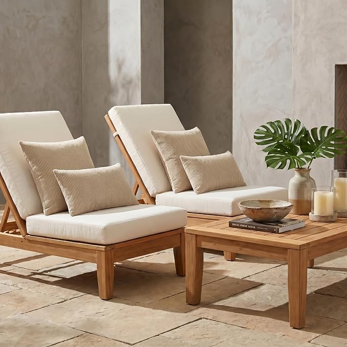RSH DECOR: Lumbar & Square Pillows Set of 4 | 20" x 12" & 20" x 20" | Water and Fade-Resistant Performance Fabric | Outdoor Throw Pillows for Patio Furniture | Made in USA (Logic Bones)