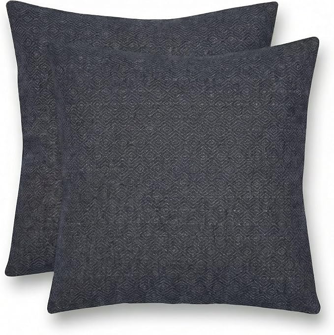 RSH DECOR: Sunbrella Square Throw Pillows Set of 2 | 24" x 24" | Water and Fade-Resistant Performance Fabric | Outdoor Pillow Covers with Down-Alternative Inserts | Made in USA (Sancy Denim)