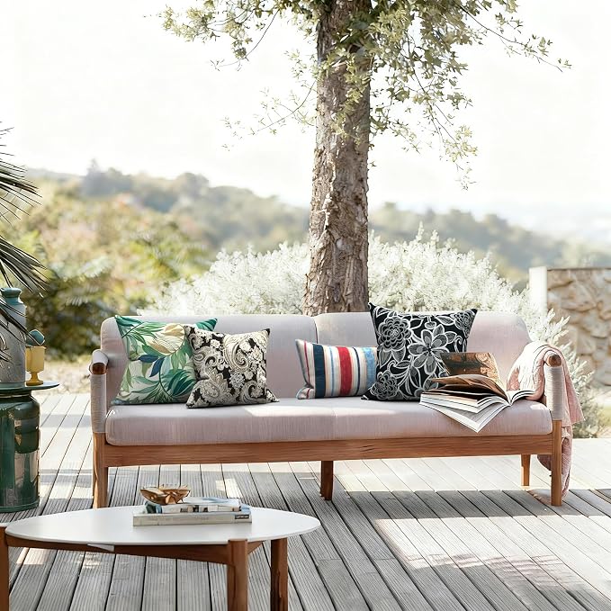 LVTXIII Outdoor/Indoor Throw Pillows, Decorative Throw Pillows with Inserts, 18"x18" Square Pillows for Bed, Couch, Sofa and Patio Furniture, Set of 2, Lush Leaf Green
