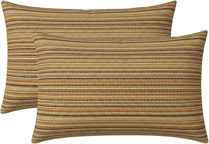 RSH DECOR: Designer Select Outdura Jumbo Lumbar Pillows Set of 2 | 26" x 16" | Water and Fade-Resistant Performance Fabric | Indoor Outdoor Accent Pillows | Made in USA (Moran Sonoma)