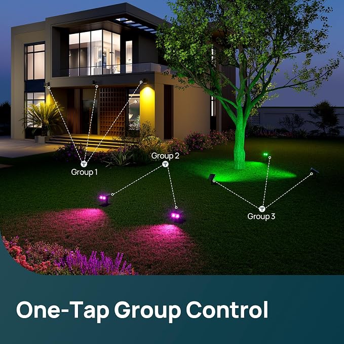 Linkind Smart Solar Spot Lights Outdoor SL5C, Solar Lights Outdoor Spotlight Cool/Warm White/Color Changing, APP/Voice Control IP67 Landscape Lighting for Yard, Garden, Pathway(14 Pack) | APP/ Voice Control, Cool/Warm White/Color Changing Solar Spotlig...