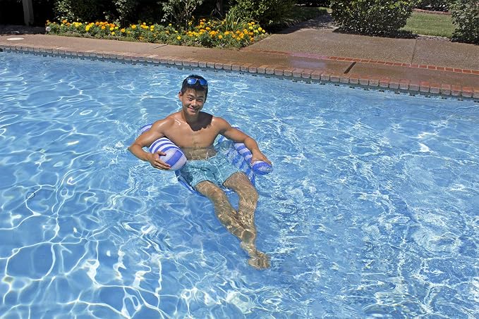 Poolmaster Water Hammock Inflatable Pool Floats for Adults, 4-in-1 Hammock, Saddle, Lounge or Drifter with Quick-Dry Mesh Fabric, 12-Gauge Vinyl Support, Blue