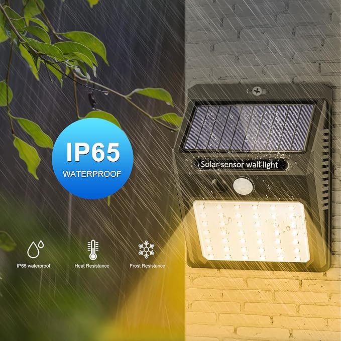 Solar Lights Outdoor, 10 Pack Solar Motion Sensor Outdoor Lights with 3 Lighting Modes, IP65 Waterproof Solar Fence Lights for House (Warm White)