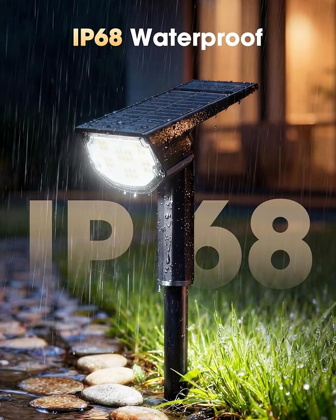 AloftSun Solar Spot Lights Outdoor Waterproof IP68, Solar Landscape Lights- 30 LED/2 Modes Solar Powered Spotlights,Landscape Lighting for Yard and Garden,White,6 Pack