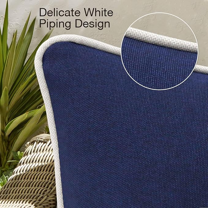 Decorative Outdoor Water Repellent Throw Pillows with Inserts, Set of 4, 16" x16" Pillows for Patio, Backyard, Bed, Couch, and Patio Furniture, Navy