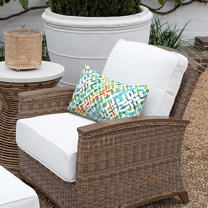 Outdoor Lumbar Pillow Covers 12”x20”, Rectangle Throw Pillow Covers for Patio Furniture, Decorative Lumbar Cushion Case for Garden Balcony Couch Office Chair, Pack of 2,Acapa Opal Geometric