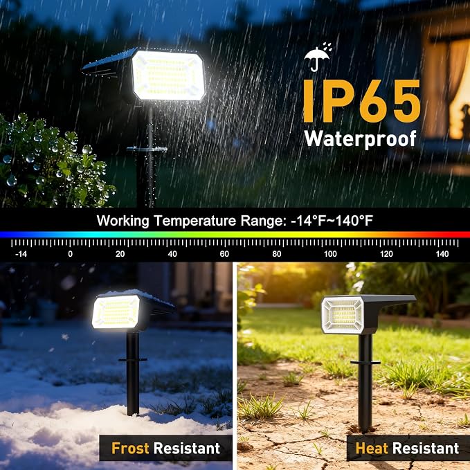 Solar Spot Lights Outdoor, 12 Pack Solar Landscape Lights with 100 LEDs Each, 4 Lighting Modes, IP65 Waterproof, 2-in-1 Adjustable Solar Spotlights for Yard Garden Pathway Driveway(Cool White)