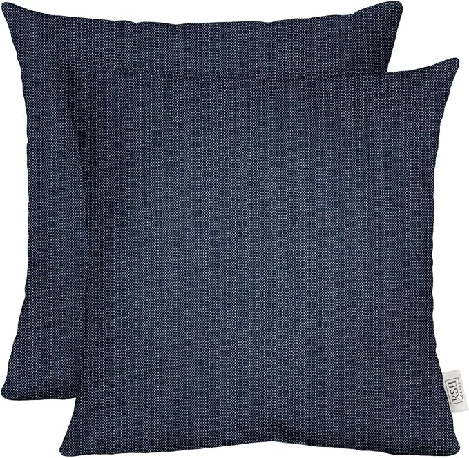 RSH DECOR: Sunbrella Square Throw Pillows Set of 2 | 17" x 17" | Water and Fade-Resistant Performance Fabric | Outdoor Pillow Covers with Down-Alternative Inserts | Made in USA (Spectrun Indigo)