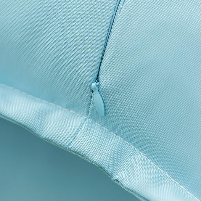 LIGICKY Light Blue Outdoor Lumbar Pillows Waterproof Pillow Covers 12x20 Inch Pack of 2 Decorative Rectangle Solid Color Pillows with Wide Edge Cushion Cover for Patio Tent Garden Couch Balcony