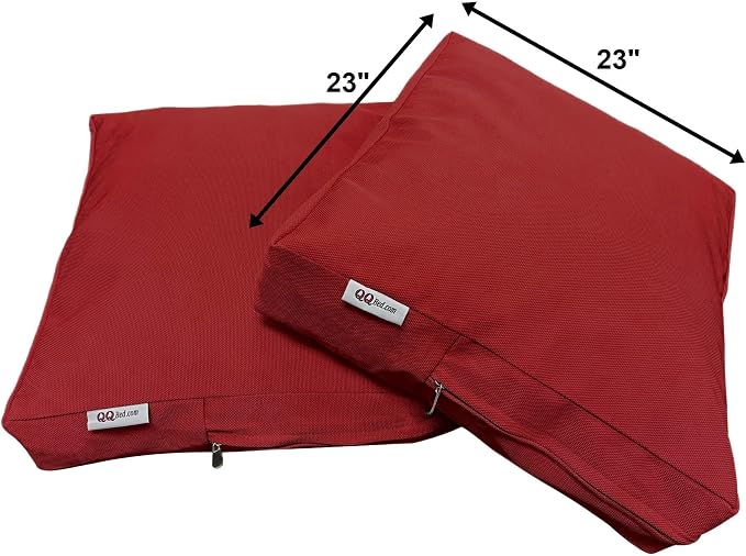 2 Pack 23X23 Inch Outdoor Back Cushion Memory Foam Pillows with Waterproof Internal Cover for Patio Furniture, Sofa, Loveseat, Deep Seat Chair - Savvy Red Color