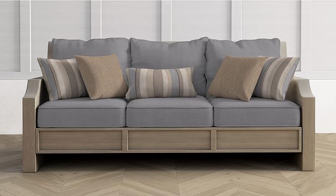 Honeycomb Outdoor Square Toss Pillow Set, 17" W x 17" L, Heathered Solid Taupe Outdoor Pillows