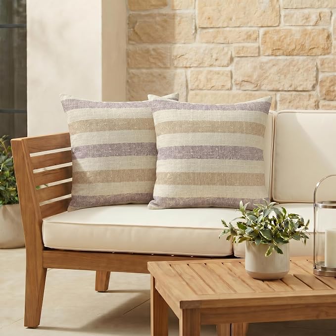 RSH DECOR Square Throw Pillows Set of 2, 20" x 20", Outdoor Pillows Waterproof, Outdoor Pillow Covers, Pillow Covers for Couch, Paris Lavendar, Made in USA