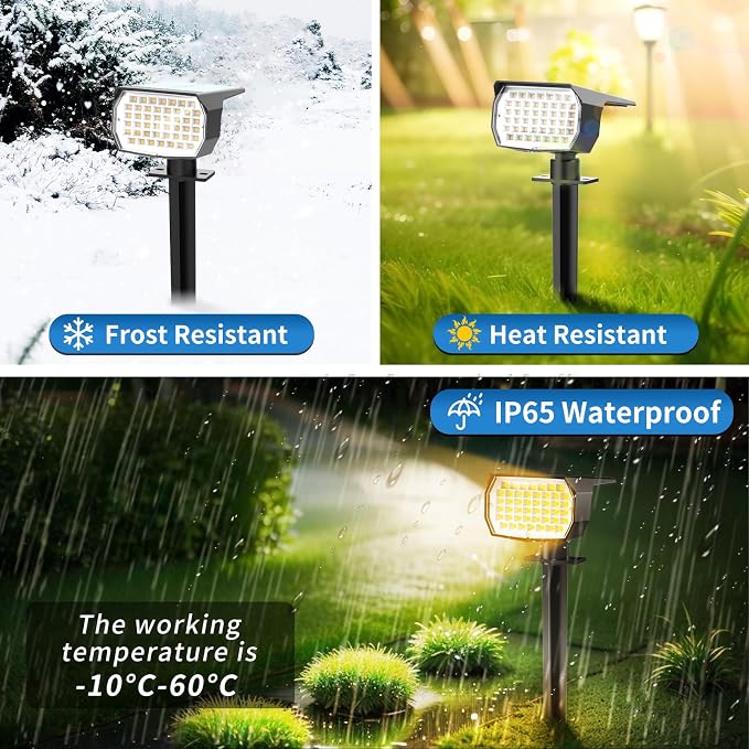 Tadyreal Solar Spot Lights Outdoor 10 Pack, [46 LED/3 Modes] Solar Landscape Spotlights Waterproof, 2-in-1 Auto On/Off Solar Powered Lights for Outside Yard Garden Wall Pathway(Warm White)