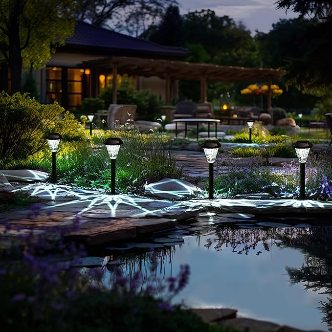 GIGALUMI 12 Pack Solar Lights Outdoor Waterproof, Solar Garden Lights | Yard Decorations Outdoor Solar Lights for Yard, Outdoor for Pathway, Patio, Garden, Driveway, Lawn, and Landscape(Cold White)