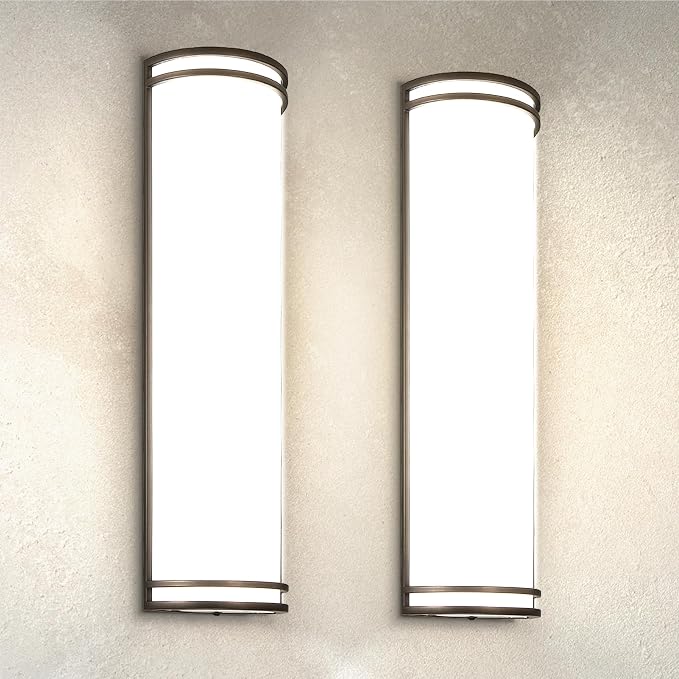 ASD 24 Inch LED Outdoor Sconce Lights - 25W 120-277V 3000K 4000K 5000K Bronze Exterior Lighting Fixtures, Dimmable Exterior Lights for House, Modern Patio Wall Light Fixture ETL 2 Pack
