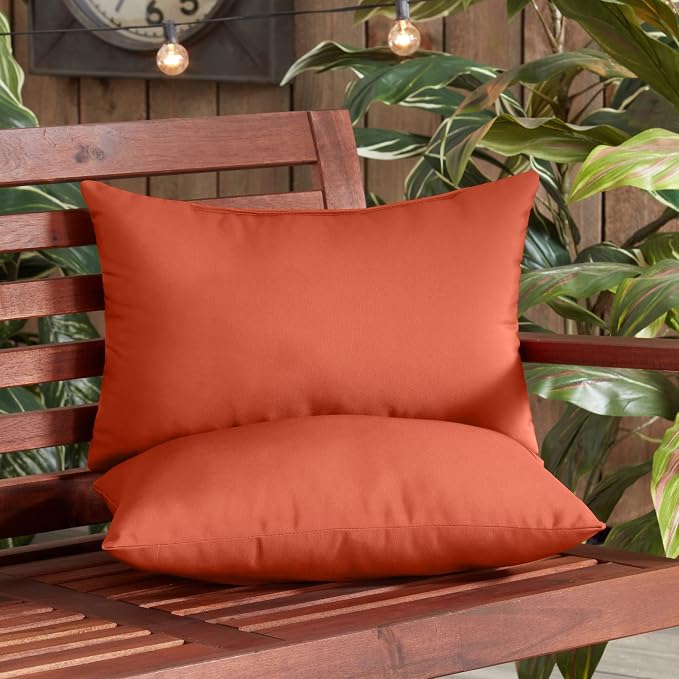 South Pine Porch Rust Outdoor 19x12-inch Rectangle Accent Pillow, Set of 2