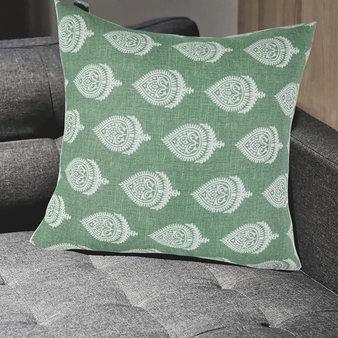 FUNHOME Outdoor Pillow Covers 18x18 Inch Pack of 2, No Insert-Fair Green | Square Throw Pillow Covers, Water-Repellent, Modern Pillow Cases for Sofa Patio Couch Decoration