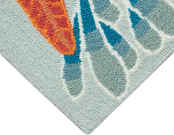 Liora Manne Ravella Indoor/Outdoor Durable Hand-Tufted UV Stabilized Rug- Ocean Scene Aqua 7'6" x 9'6"