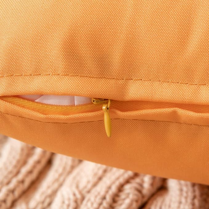 MIULEE Decorative Outdoor Waterproof Pillow Covers 16x16 Orange Yellow | Decorative Patio Furniture,Pack of 2,Accent Square Soild Throw Pillow Covers,Summer Garden Tent Couch Sofa