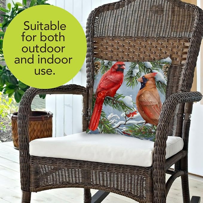 Briarwood Lane Winter Indoor/Outdoor Pillow 17x17 Wintertime Cardinals for Winter Pillow