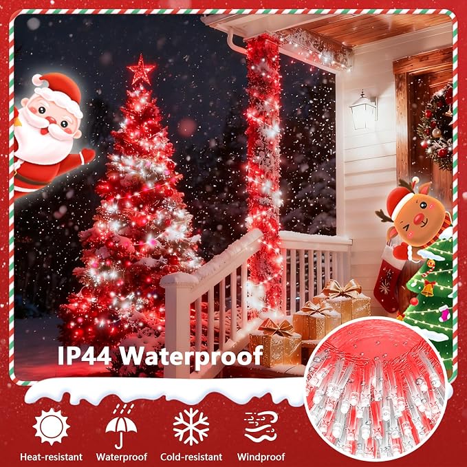88FT 240LED Extra-Long Connectable String Lights Indoor Outdoor Clear Wire, Red&White Christmas String Lights, Plug in Twinkle Fairy Light with Timer for Wedding Patio Tree Yard Christmas Decorations
