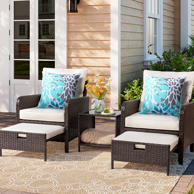 18x18 Waterproof Outdoor Pillows, Set of 2 Outdoor Throw Pillows | Patio Furniture Pillows, Fluffy Decorative Pillows, Waterproof &Fade Resistant, Removable & Washable, Blue Color