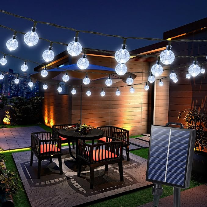 Joomer Solar String Lights Outdoor Waterproof, 65FT 100LED Globe, White | 8 Modes Waterproof Outdoor Solar Powered Patio Lights for Spring Summer Garden Lawn Gazebo Porch Backyard Tree Decorations
