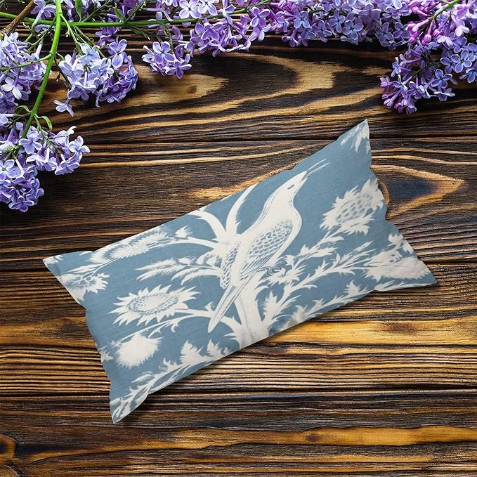 Zipped Pillow Cases for Home Decor Blue Turquoise and White Birds Plant Throw Pillow Cover Set of 2 Farmhouse Cushion Cover Cases for Living Room Club Home Decor 12x24in