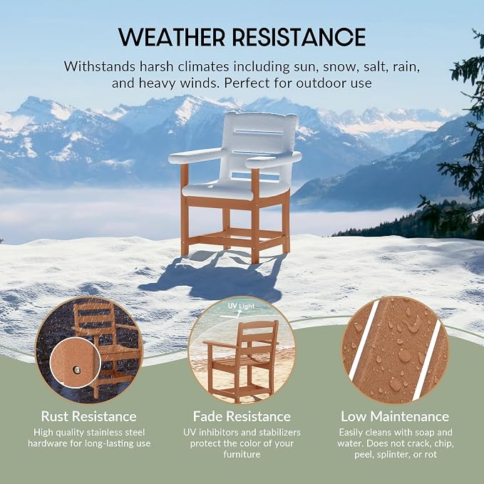 WestinTrends Ashore Outdoor HDPE Patio Classic Dining Arm Chair, Teak