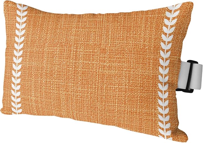 Orange Outdoor Lumbar Pillow 11x16 Inch, Fall Rustic Farmhouse Minimalist Striped Texture Waterproof Throw Pillow Covers with Insert, Decorative Chair Cushions for Patio Garden Recliner