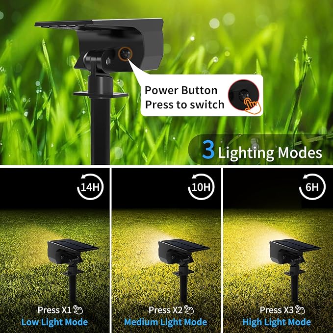 Tadyreal Solar Spot Lights Outdoor 10 Pack, [46 LED/3 Modes] Solar Landscape Spotlights Waterproof, 2-in-1 Auto On/Off Solar Powered Lights for Outside Yard Garden Wall Pathway(Warm White)