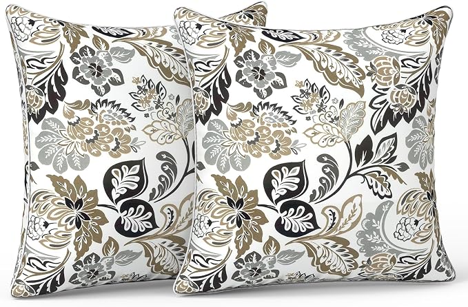 LVTXIII Outdoor Pillow Covers 20x20 Patio Waterproof Throw Pillow Cases Fade Resistant Accent Pillow Covers for Spring Summer Garden Decoration, Set of 2, Dailey Tan