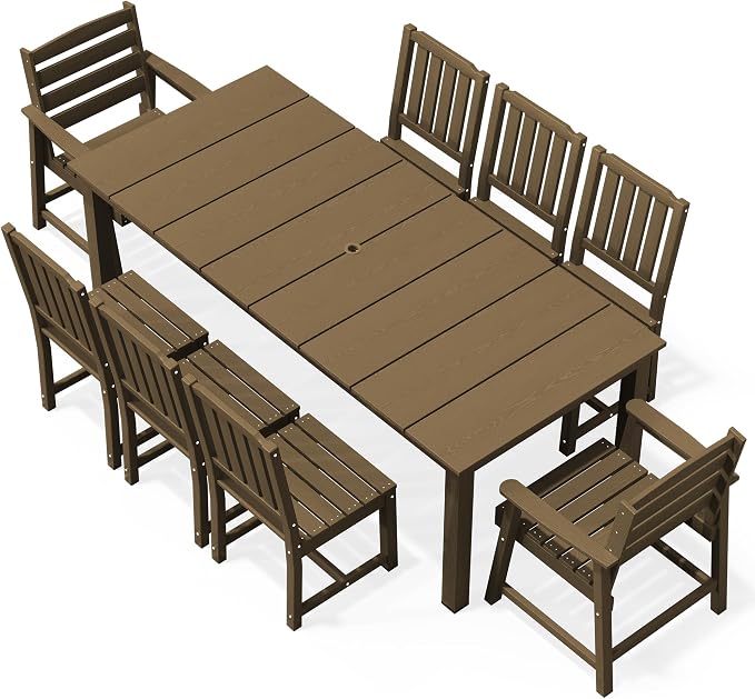 AreShark Patio Dining Chair Set of 2,All Weather HDPE Outdoor Dining Armless Chairs with Wide Seat and Backrest,Weatherproof Patio Chairs for Garden,Backyard,Deck,Brown